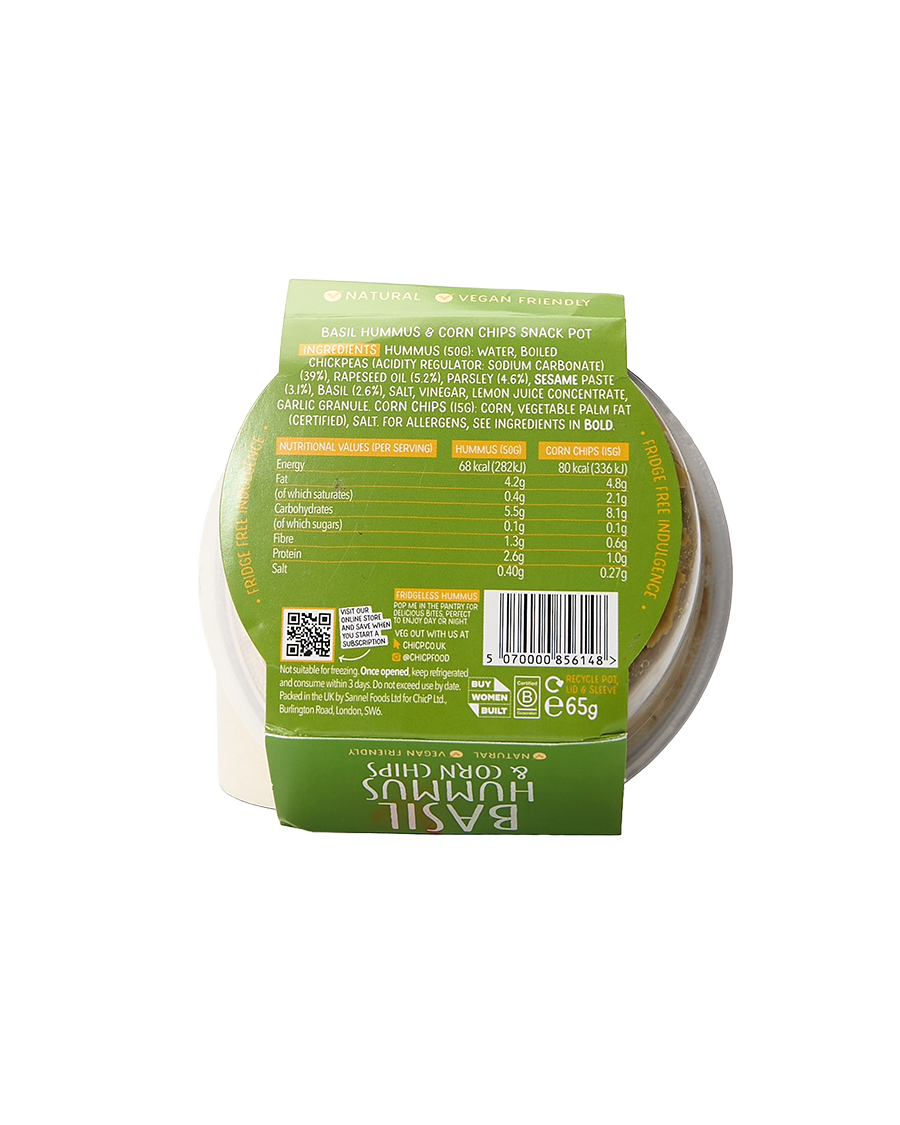 Basil Hummus & Corn Chips Snack Pot
