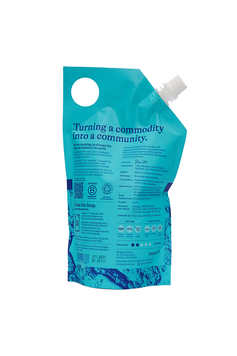 Greek Extra Virgin Olive Oil Refill Pouch (500ml)