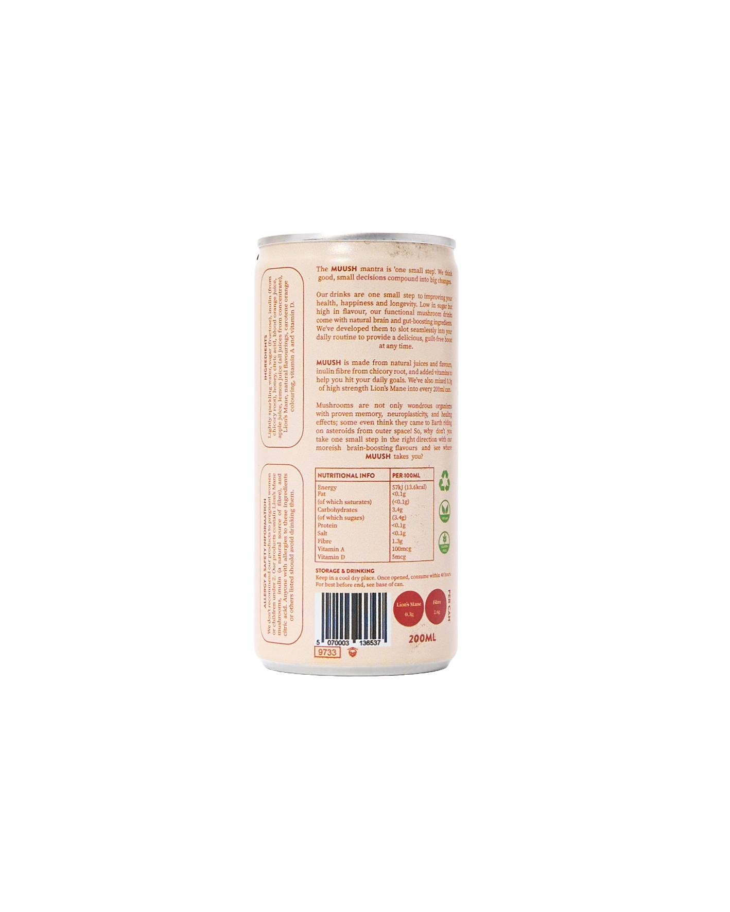 Mini Orange & Lemon Lion's Mane Soda (200ml)