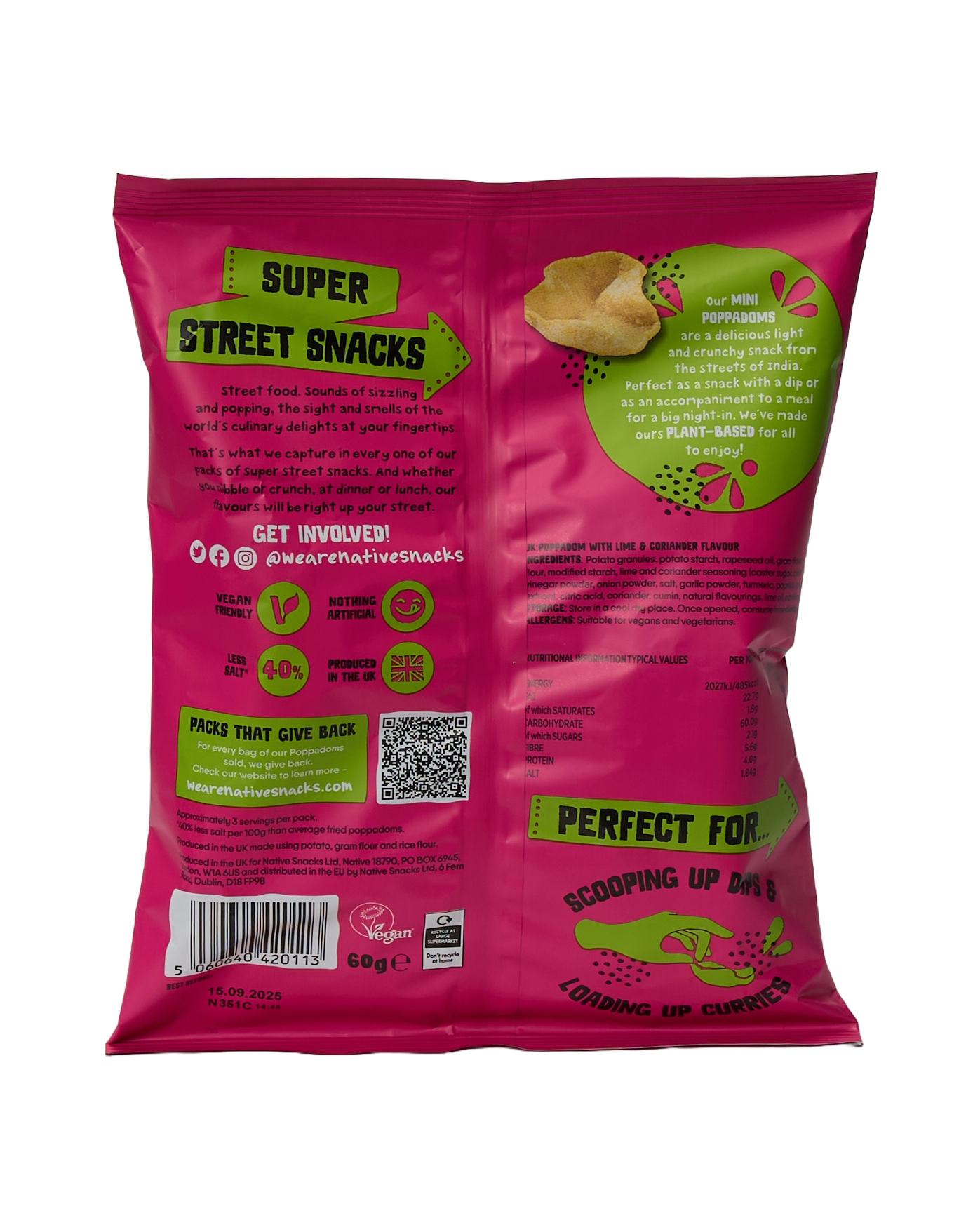 Lime and Coriander Mini Poppadoms (Sharing Bag)