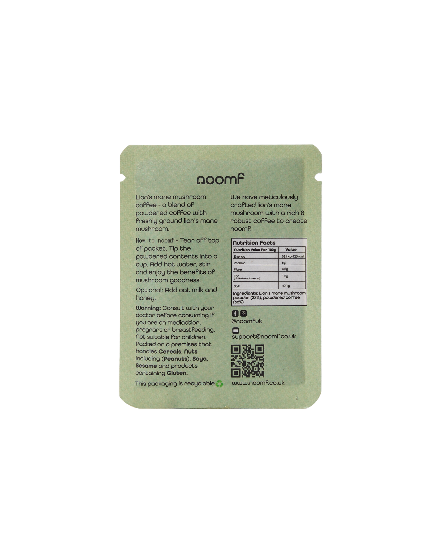 Lion’s Mane Mushroom Coffee Single Sachet