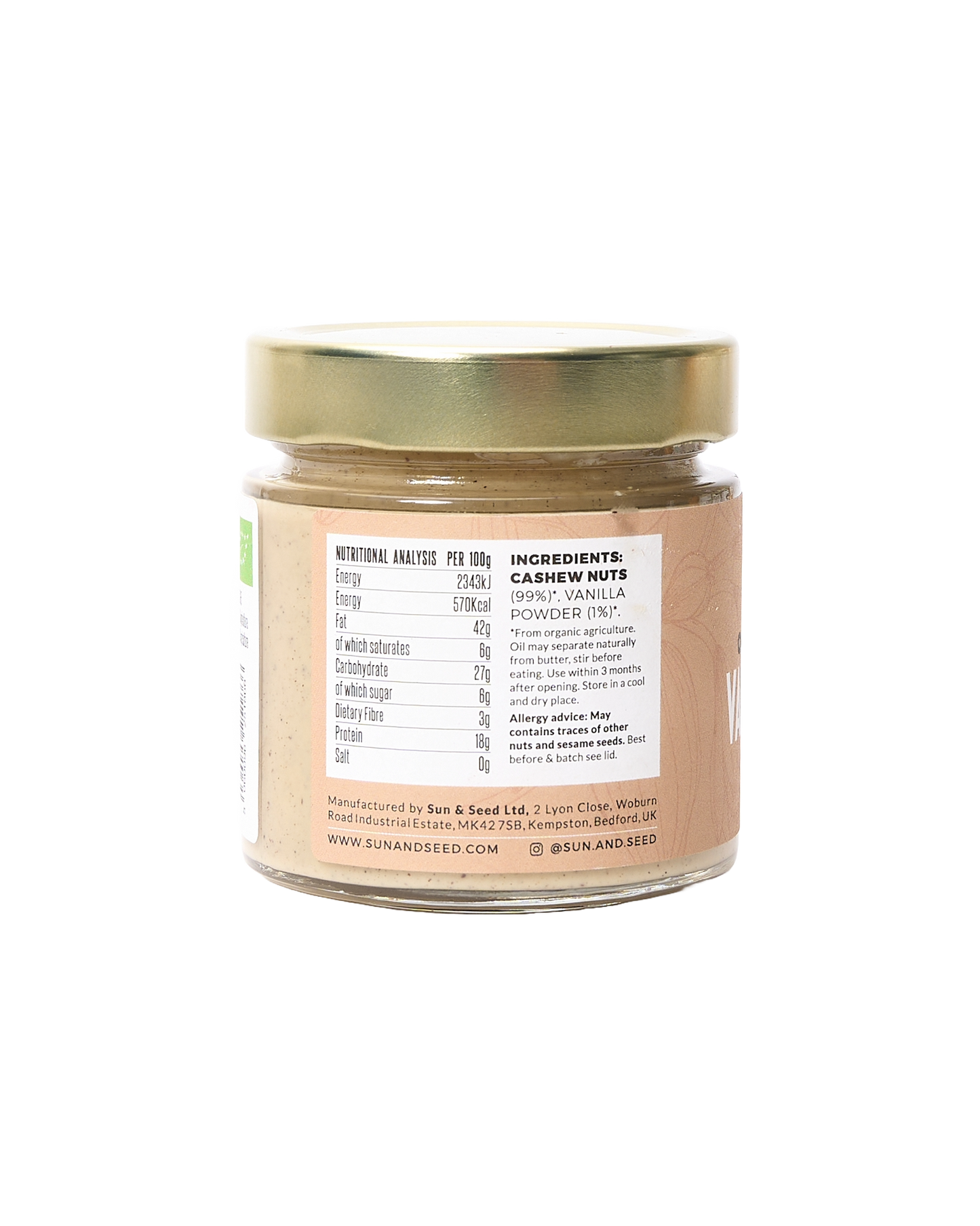 Organic Raw Cashew & Vanilla Butter