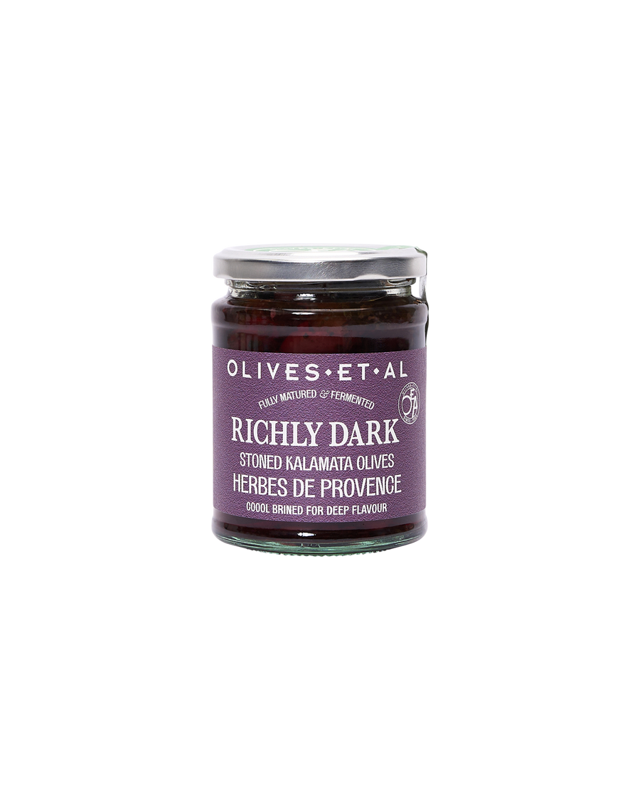 Richly Dark Pitted Kalamata Olives with Herbes de Provence
