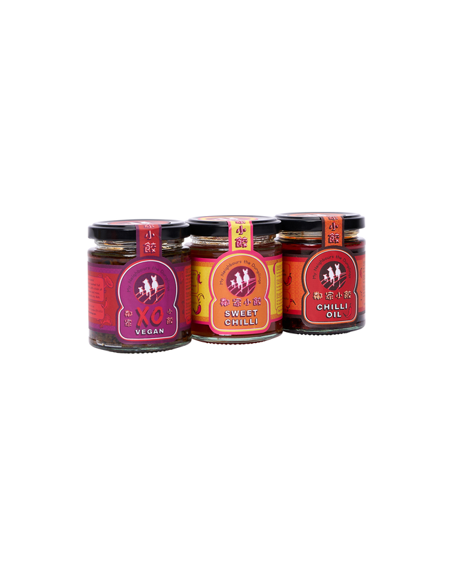 Trio of Sauces - Chilli Oil, Vegan XO Sauce + Sweet Chilli Sauce