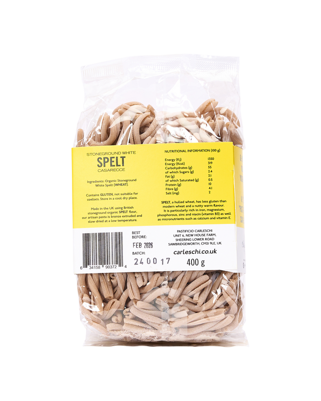 Organic White Spelt Casarecce Pasta