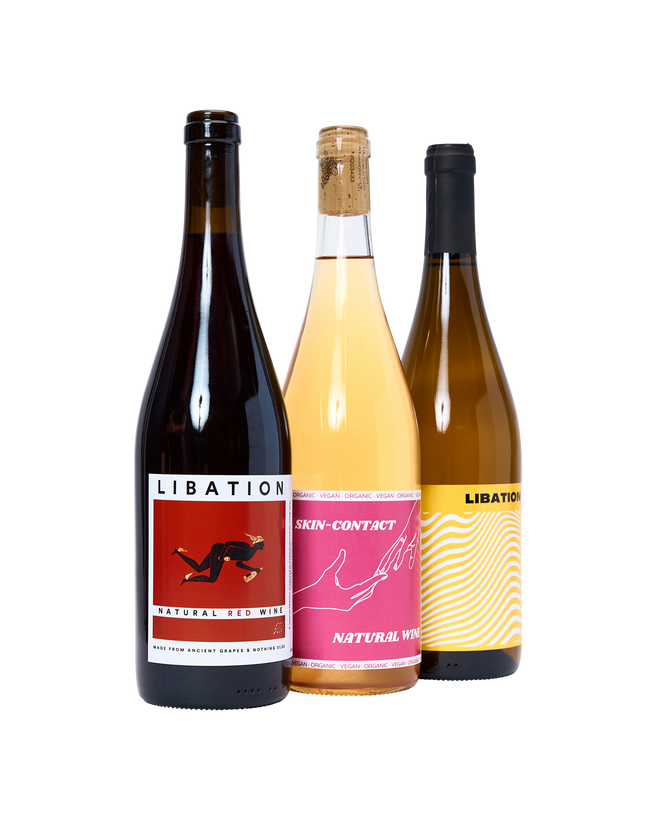 Libation Organic Natural Wine Bundle: Red, White, Orange