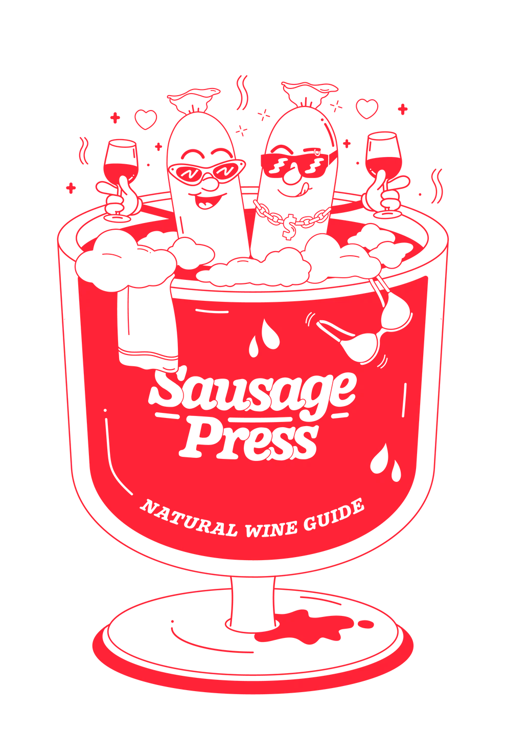 Sausage Press 'Party in a Glass' Classic Red T-shirt (Size Large)