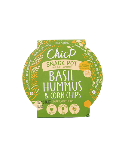 Basil Hummus & Corn Chips Snack Pot