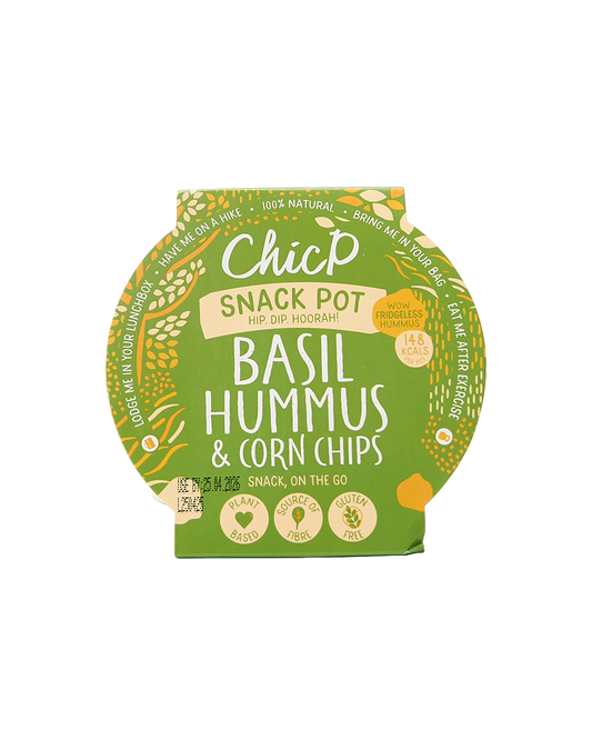 Basil Hummus & Corn Chips Snack Pot