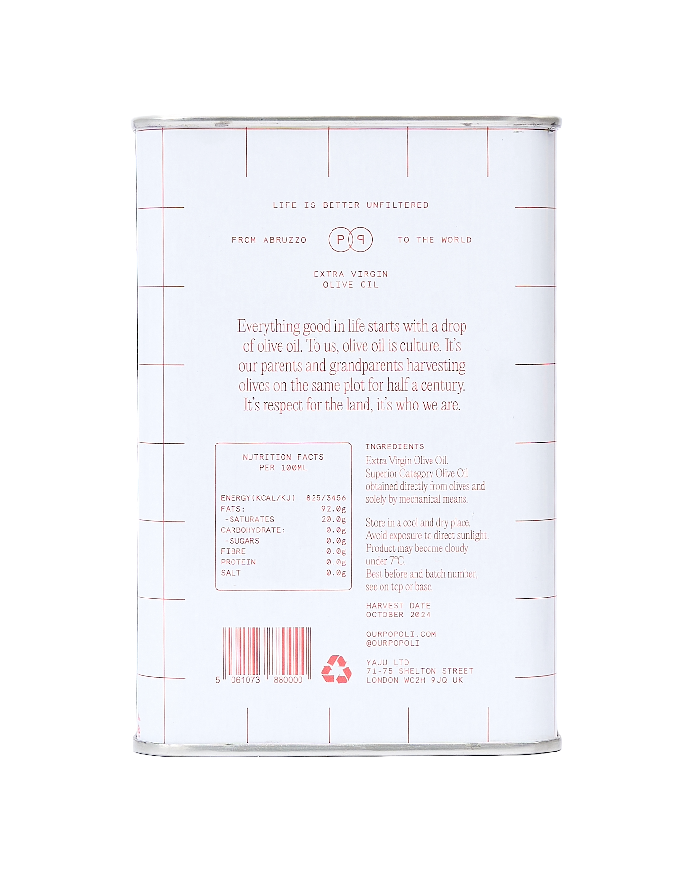 Unfiltered Extra Virgin Olive Oil From Abruzzo