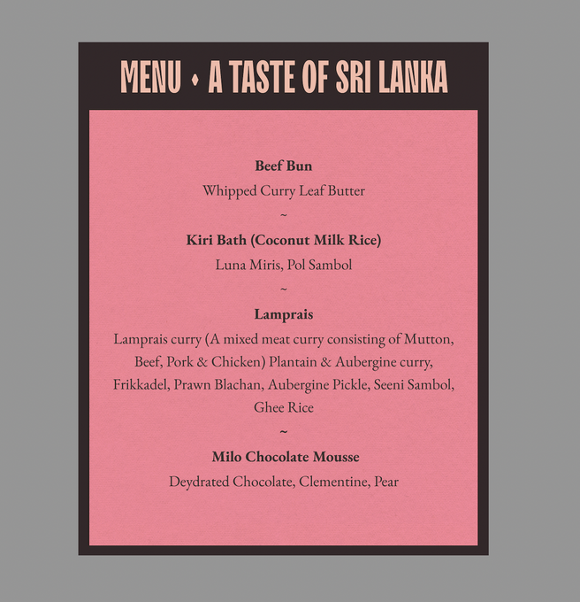 'Taste Of Sri Lanka': Supper Club