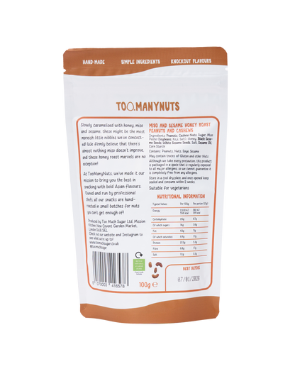 Miso, Sesame & Honey Roast Peanuts and Cashews (100g)